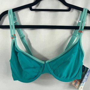 Size Small Christina brand DD cup Teal and Aqua beaded Bikini swim top N…